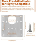 12Pcs Upgraded Cabinet Hinge Repair Plate Kit Durable Stainless Steel Hinge Mounting Plate With Screws dimensions diagram
