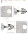 Diagram showing 12Pcs Upgraded Cabinet Hinge Repair Plate Kit Durable Stainless Steel Hinge Mounting Plate With Screws layout
