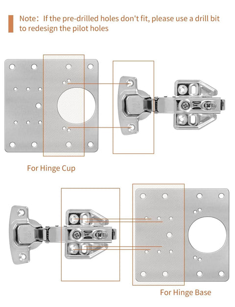 Diagram showing 12Pcs Upgraded Cabinet Hinge Repair Plate Kit Durable Stainless Steel Hinge Mounting Plate With Screws layout