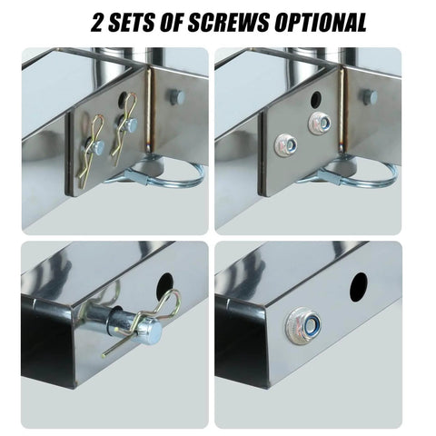 Stainless Steel Hitch Mounted Fishing Rod Holder For 2 Inch Hitch Receivers, screws, quick release pin close-up