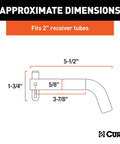 Diagram of Stainless Steel Five Eighth Inch Hitch Pin With Integrated Swivel Clip Pivot Lock, dimensions shown.