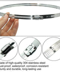 5 Pack 15.7 Inch Large Hose Clamps Stainless Steel Pipe Clamp Adjustable Worm Gear Hose Clamps Heavy Duty Metal Clamps For Securing