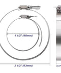 2 Inch Adjustable Hose Clamps 5 Pack With Easy Turn Thumb Screw 1.5 To 2.5 Inch Diameter 304 Stainless Steel Corrosion Resistant Clamp