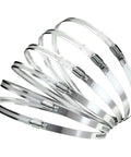 Hose Clamp Set Of Six 12 Inch 304 Stainless Steel Worm Gear Clamps for various piping sizes in a fan arrangement