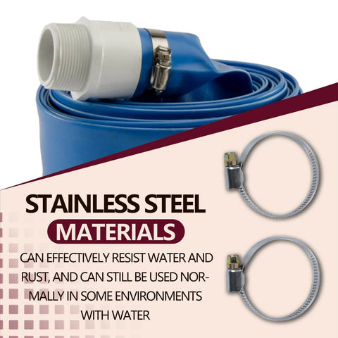 Image of 10 Pcs Narrow 9mm Stainless Steel Adjustable Hose Clamp 40 To 60mm with blue hose, emphasizing rust resistance and secure fit.