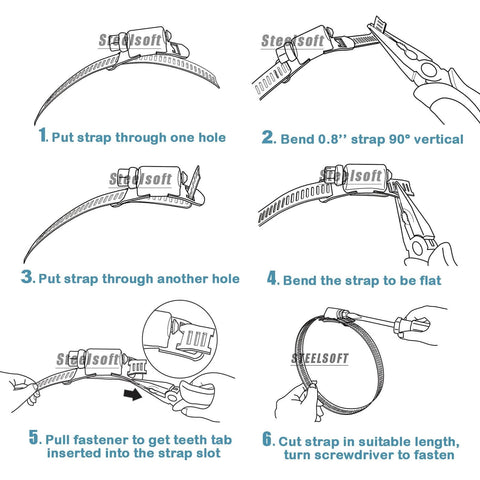 Assembly instructions for 304 Stainless Steel Hose Clamp Assortment Kit DIY Cut To Fit 12 Ft Metal Strap And 8 Stronger Fasteners