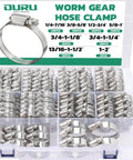 175 Pcs Stainless Steel Hose Clamp Kit With Eight Sizes From One Quarter Inch To Two Inches Adjustable Worm Gear Clamps Heavy Duty For Automotive Radiator Plumbing Fuel Lines Includes Socket Wrench And Screwdriver in storage box