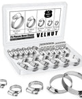 Stainless Steel Hose Clamps Assortment Kit Twenty Five Pieces Worm Gear Hose Clamp Adjustable From One Quarter Inch To Two And One Quarter Inch For Plumbing Automotive And Mechanical Applications Durable Corrosion Resistant 304 Stainless Steel