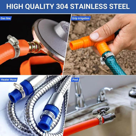 52 Piece Hose Clamp Kit In Premium 304 Stainless Steel With Adjustable Worm Gear Clamps For Diverse Applications