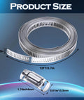 304 Stainless Steel Hose Clamp Assortment Kit With 12 Ft Metal Strap And 8 Stronger Fasteners showing dimensions