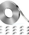 304 Stainless Steel Hose Clamps DIY Kit With 26 Foot Length Adjustable Metal Strap Clamps And 15 Fasteners Large Worm Gear Band Clamps