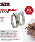 Stainless Steel Hose Clamps Set Two Adjustable Hose Clamps From One And A Quarter Inch To Two And A Quarter Inch 32 To 57 Mm Heavy Duty Radiator Fuel Line Plumbing Automotive Mechanical Applications