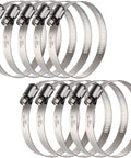 Large Ten Pack Stainless Steel Hose Clamps Two And A Half Inch Adjustable Worm Gear Duct Clamps
