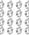 Stainless Steel Hose Clamps 16 Pack Worm Gear Drive SAE 12 Clamps Clamping Range From Half Inch To One And Quarter Inch 14mm To 31mm For Automotive Plumbing