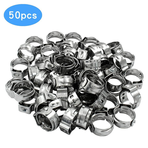 50 Pcs Single Ear Hose Clamps 10.3mm To 12.8mm Stainless Steel 304 Pinch Clamps For Securing Automotive Hoses And Pipes With Smooth Edges