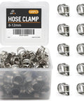 100 Pack Stainless Steel Worm Gear Hose Clamps 6 To 12 Mm Adjustable Fuel Line Clamps 304 Stainless Steel Corrosion Resistant