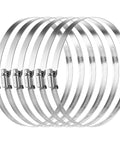 Pack Of 6 Adjustable 6 Inch Hose Clamps In 304 Stainless Steel With Worm Gear Mechanism Duct Clamps Covering 141mm To 165mm Range Leak Proof Corrosion Resistant And Long Lasting For Automotive And General Industrial Applications.