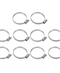 10 Pcs Narrow 9mm Stainless Steel Adjustable Hose Clamp 40 To 60mm HC40 To 60 Pack Durable Rust Resistant With Toothed Design