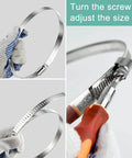 4 Pack 3 Inch Hose Clamps 304 Stainless Steel Worm Gear Adjustable Duct Clamps 2.4 To 3.2 Inch Diameter close-up installation