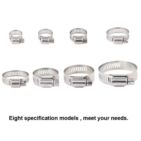 Variety of 100 Pieces Adjustable 8-44mm 304 Stainless Steel Worm Gear Hose Clamps Assortment Kit for Water Pipes Plumbing Automotive