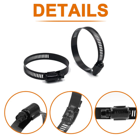 2 Pcs 3 Inch Stainless Steel Adjustable Worm Gear Hose Clamps 52-76mm Range Corrosion Resistant Fuel Line Clamp For Plumbing Automotive And Mechanical Applications Grade 304 Stainless Steel Construction For Superior Corrosion Resistance Black