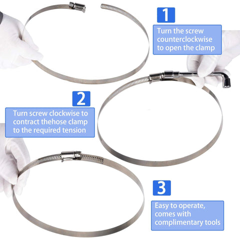 6 Pack Stainless Steel Hose Clamps Adjustable From 1.5 To 2.5 Inches 40 To 63 Mm Worm Gear Clamps With Socket Wrench For Plumbing Automotive And Mechanical Applications Durable 304 Stainless Steel For Long Lasting Plumbing And Automotive Use