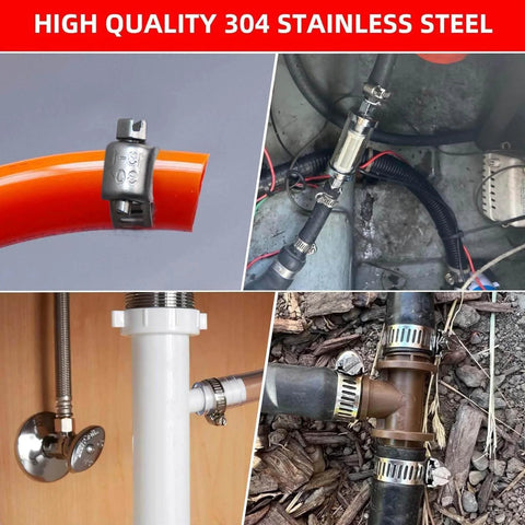 Twenty Pack Stainless Steel Hose Clamps Adjustable Quarter To Seven Sixteenths Inch Six To Twelve Millimeters Worm Gear Metal Fuel Line Pipe Clamp For Fuel Line Plumbing Radiators Garden And Mechanical Applications installed on various pipes