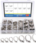 100 Pieces Adjustable 8-44mm 304 Stainless Steel Worm Gear Hose Clamps Assortment Kit for Water Pipes Plumbing Automotive and Mechanical Use, Includes Durable Storage Box for Easy Organization and Quick Access