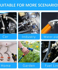 Image showing usage scenarios for 24 Piece Adjustable Stainless Steel Hose Clamps Set Ranging From One Quarter Inch To Two Inches (Six To Fifty One Millimeters) Hose Clamp Assortment Kit For Home Garden And Automotive Use in car, industry, water pipe, home, garden, and fuel line.