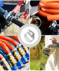 Collage showing Twenty Pack Stainless Steel Hose Clamps Adjustable Quarter To Seven Sixteenths Inch Six To Twelve Millimeters