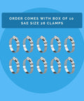 Hose Clamps Box of Ten Radiator Hose Clamp SAE 28 Stainless Steel 300 Series Corrosion Resistant with Wide Clamping Range