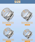 Four sizes of Twenty Pack Stainless Steel Hose Clamps Adjustable Quarter To Seven Sixteenths Inch Six To Twelve Millimeters