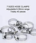 40 Pcs Hose Clamp Set With Seven Size Ranges Adjustable Pipe Tube Clamps Made From Premium 304 Stainless Steel Durable Hose Clamps