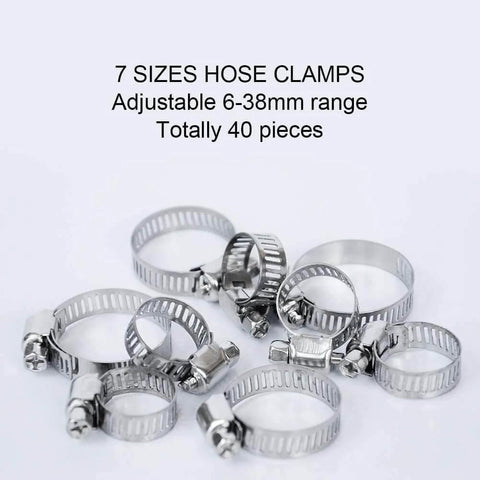 40 Pcs Hose Clamp Set With Seven Size Ranges Adjustable Pipe Tube Clamps Made From Premium 304 Stainless Steel Durable Hose Clamps