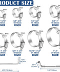 202 Pieces 304 Stainless Steel Hose Clamps Assortment Kit Adjustable Worm Gear Clamps 6 To 51 Millimeter Heavy Duty Sizes
