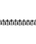 Stainless Steel Thread Repair Tool Kit With 10 Insert Nuts M8 X 1.25 Female Threads And M10 X 1.25 Male Threads arranged in a line