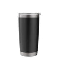 Front view of Brass Balls - Funny Saying Sarcastic Novelty Guys Cool Men Stainless Steel Insulated Tumbler with a black matte finish