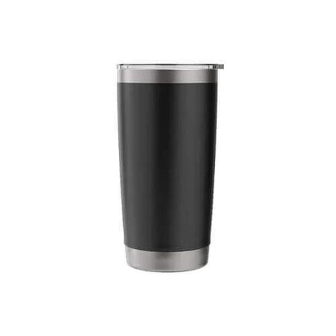 Front view of Brass Balls - Funny Saying Sarcastic Novelty Guys Cool Men Stainless Steel Insulated Tumbler with a black matte finish