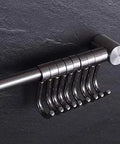 304 Stainless Steel Kitchen Rail Hooks Hangers Wall Mounted (Rod Hook) on black tile wall