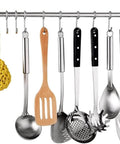 Kitchen Sliding Hooks, Stainless Steel Hanging Rack Rail Organize Kitchen Utensil Removable S Hook with utensils and sponge