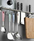 Utensil Hanging Rack Stainless Steel Rail Hanger Rod Wall Mounted Pot Pan Lid Holder Cookware Storage Organizer with knives