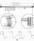 Kitchen Utensil Rack 2 Pack, 15.6 Inch Pots and Pans Hanging Rack Wall Mounted, 304 Stainless Steel Lid Cooking Utensil Hanger, 7 Sliding Hooks