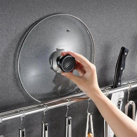 Installing Utensil Hanging Rack Stainless Steel Rail Hanger Rod Wall Mounted Pot Pan Lid Holder Cookware Storage Organizer