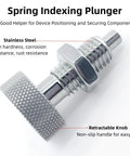 Pair of stainless steel retractable spring plungers with knurled handles, M12x1.75, for industrial equipment