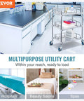 Stainless Steel Lab Rolling Cart With 3 Shelves, Heavy-Duty Lab Serving Cart With Guardrails And Swivel Casters For Clinic, Hospital, Dental Office Or Salon, Generous Space Between Shelves, 26.38 x 15.55 x 34.13 Inches, By VEVOR