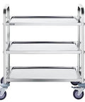 Stainless Steel Lab Cart With Three Shelves 400 Pounds Capacity Locking Wheels Medical Utility Cart For Lab Clinic Kitchen Salon