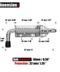 Spring Loaded Latch Pin 304 Stainless Steel Barrel Bolt Thickened 2mm Door Lock 5 Inch Brushed Finish dimensions
