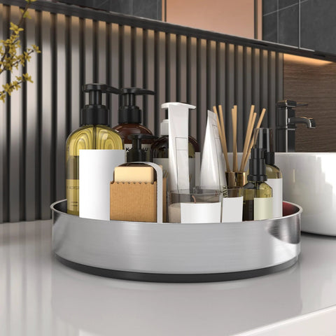 Pantry Cabinet Lazy Susan Black 304 Stainless Steel Turntable For Spices Snacks And Kitchen Organization 10 Inch Diameter