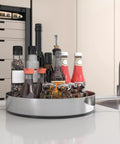 Pantry Cabinet Lazy Susan Black 304 Stainless Steel Turntable For Spices Snacks And Kitchen Organization 10 Inch Diameter