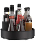 Stainless Steel Lazy Susan Turntable For Pantry Cabinet And Kitchen Organization, 7.5 Inch Spinning Rack with bottles, Black Finish